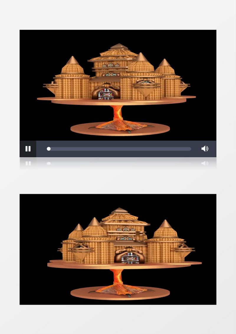 3D动画效果有底座支撑的城堡不断旋转视频素材