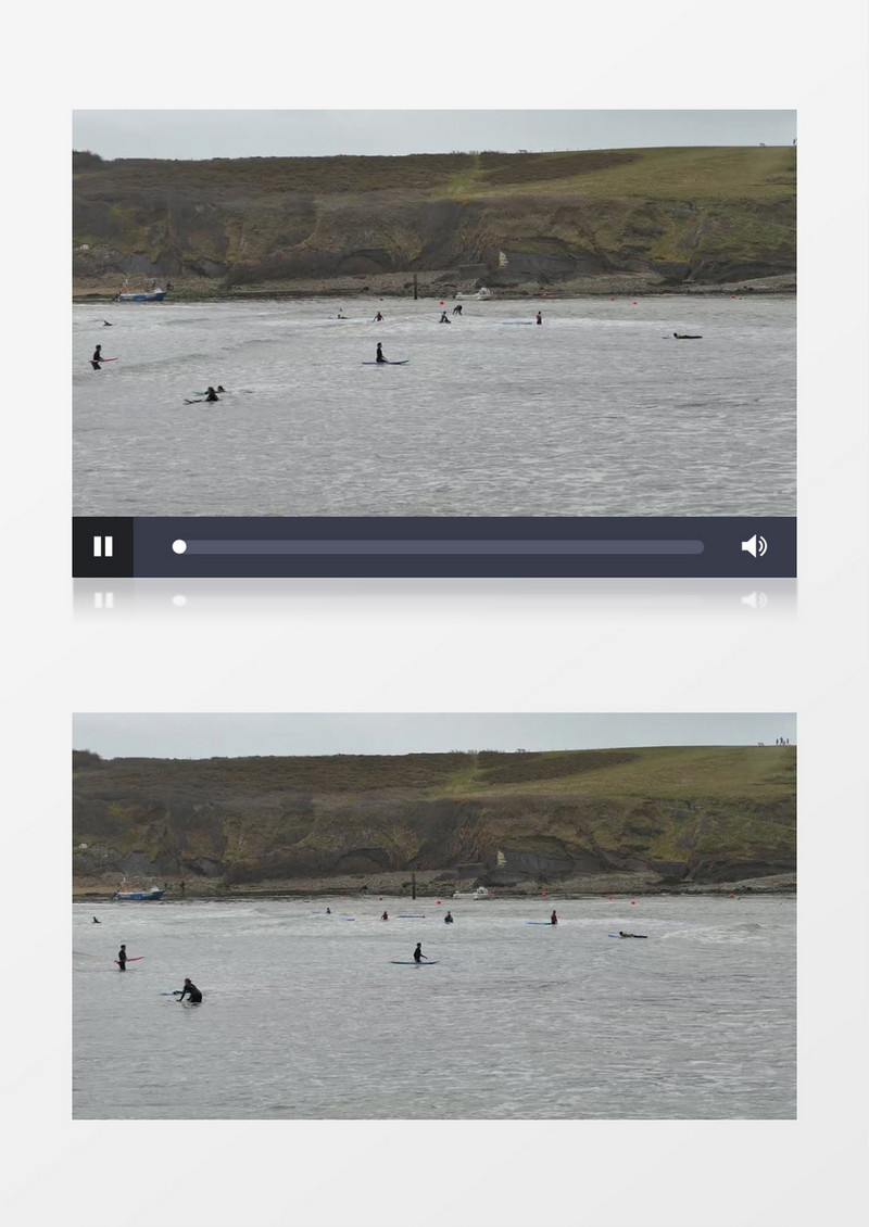 高清实拍在海边的冲浪爱好者们实拍视频素材