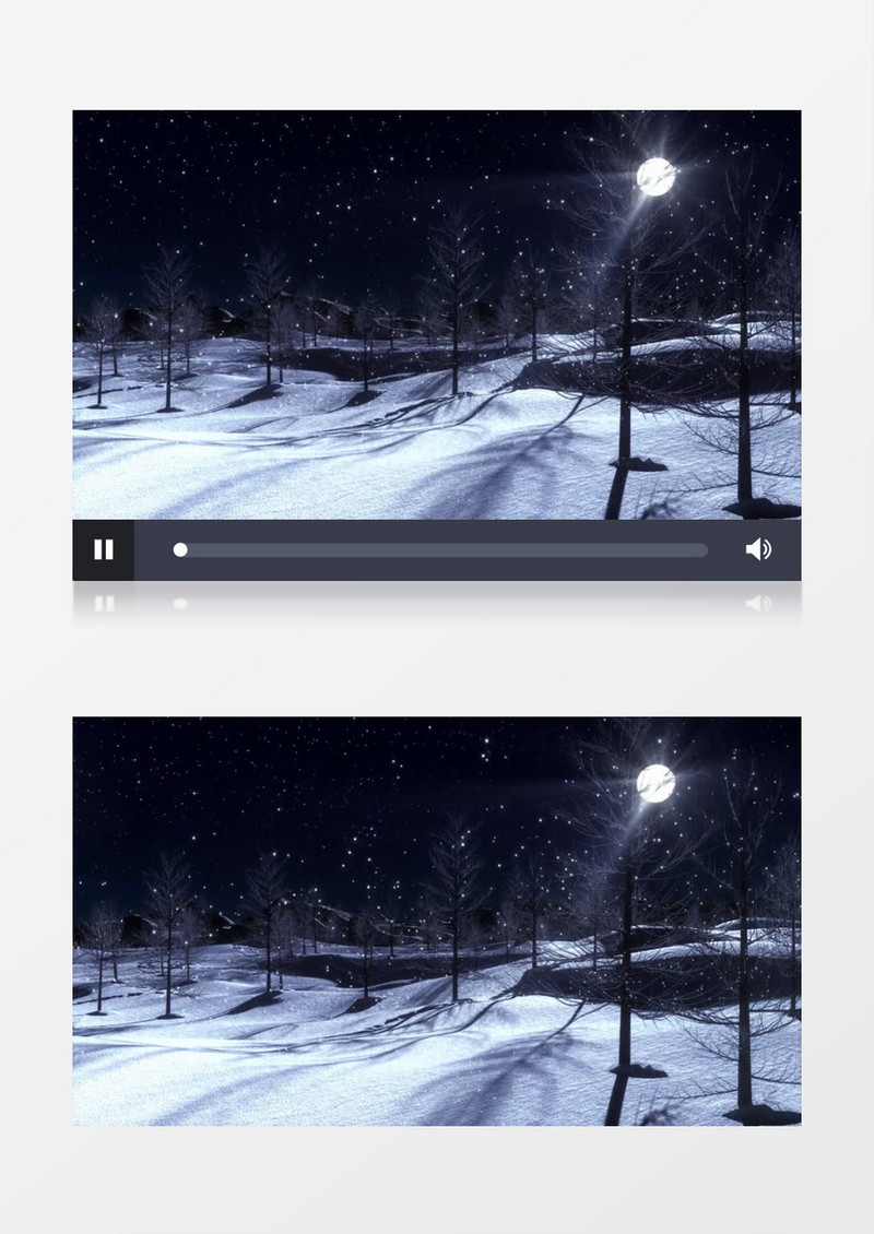 唯美动画效果夜色下的雪景视频素材
