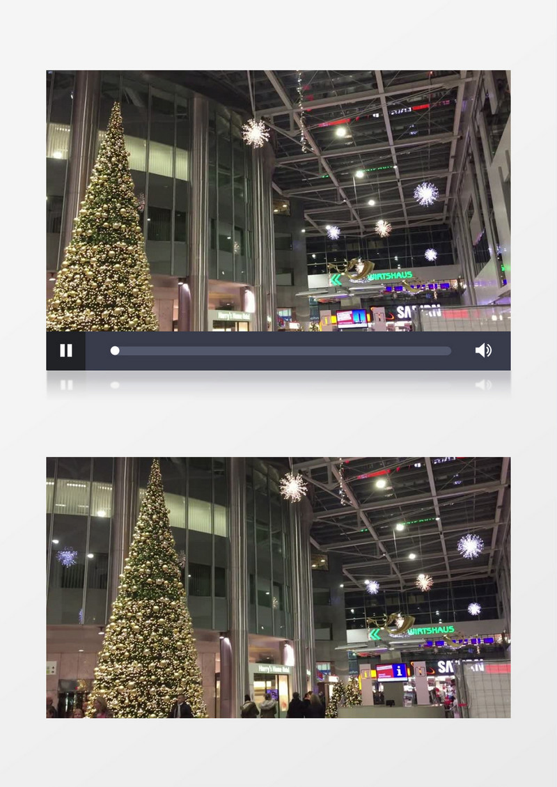 高清实拍圣诞节美丽的广场装饰以及圣诞树实拍视频素材