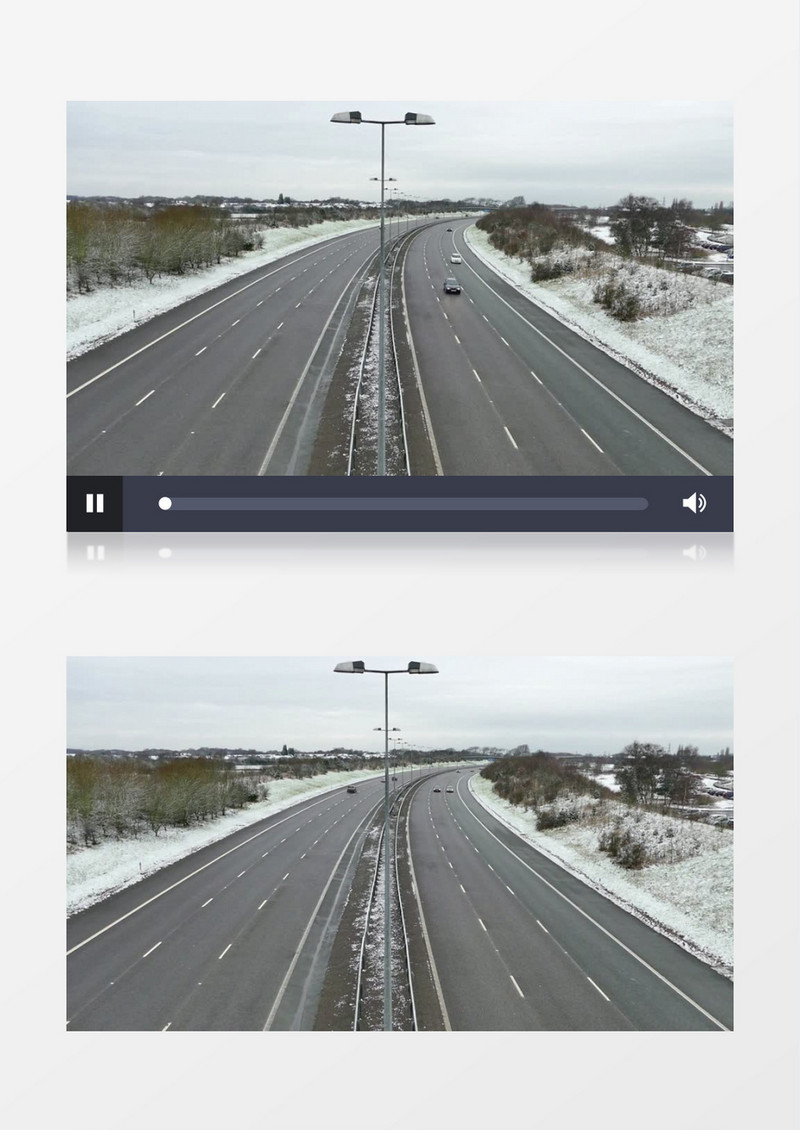 高清实拍下雪后在马路上疾驰的车辆实拍视频素材