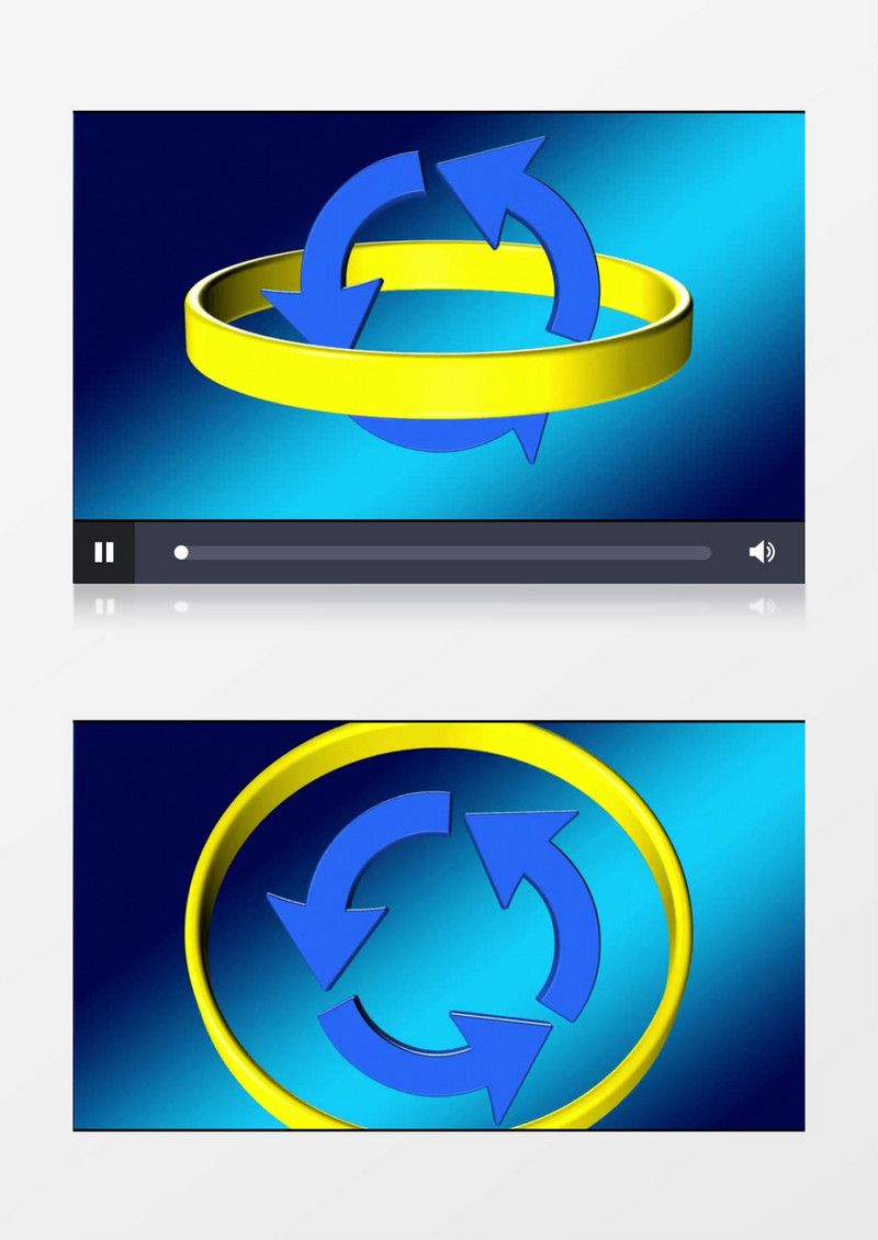箭头旋转黄色圆环立体环绕动画效果视频素材