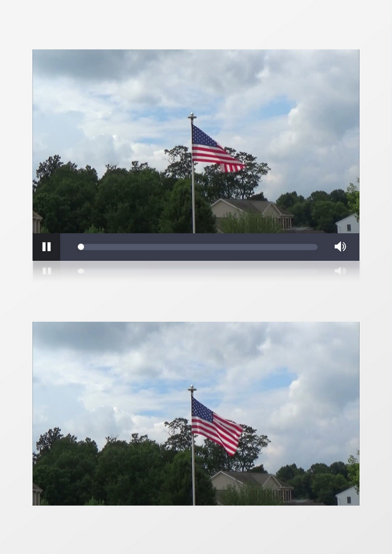 高清实拍美国国旗竖立在上空随风飘动实拍视频素材