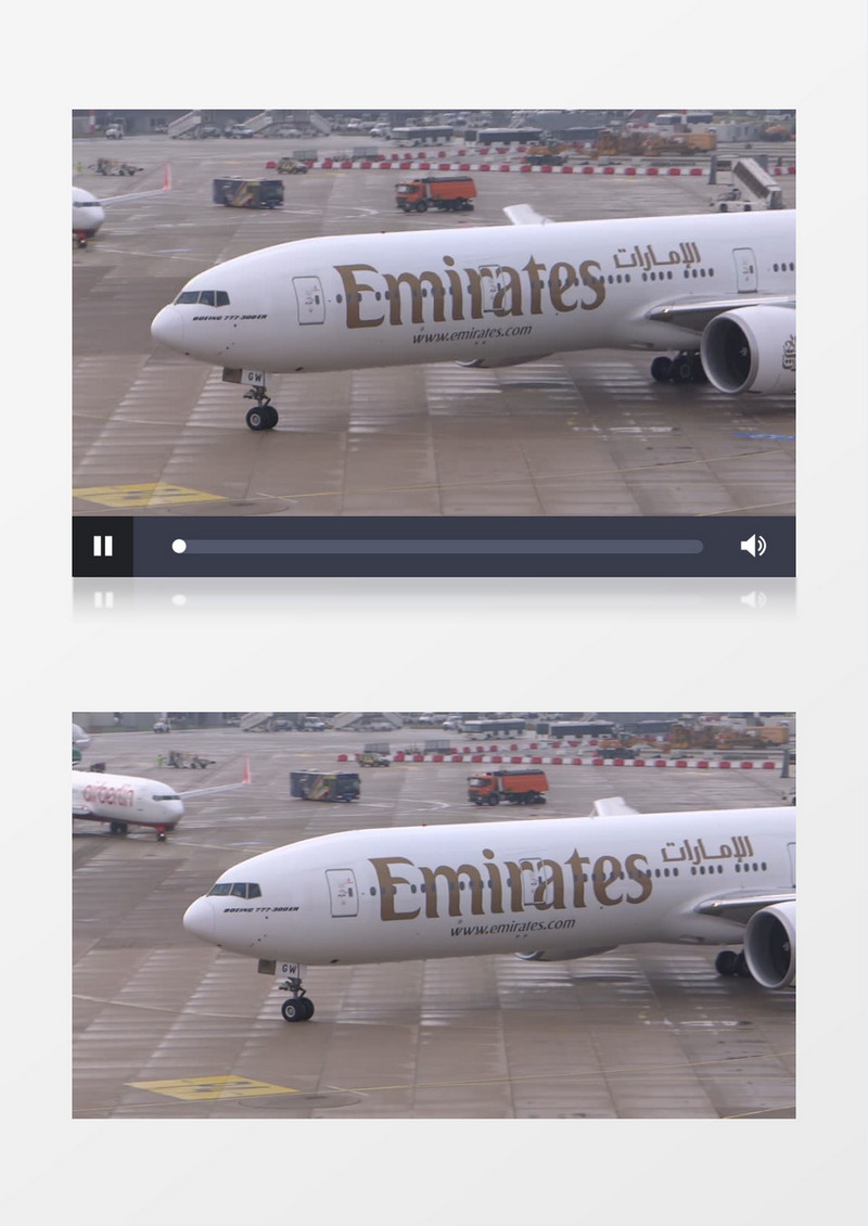 高清实拍在飞机场飞机沿着轨道缓缓移动实拍视频素材