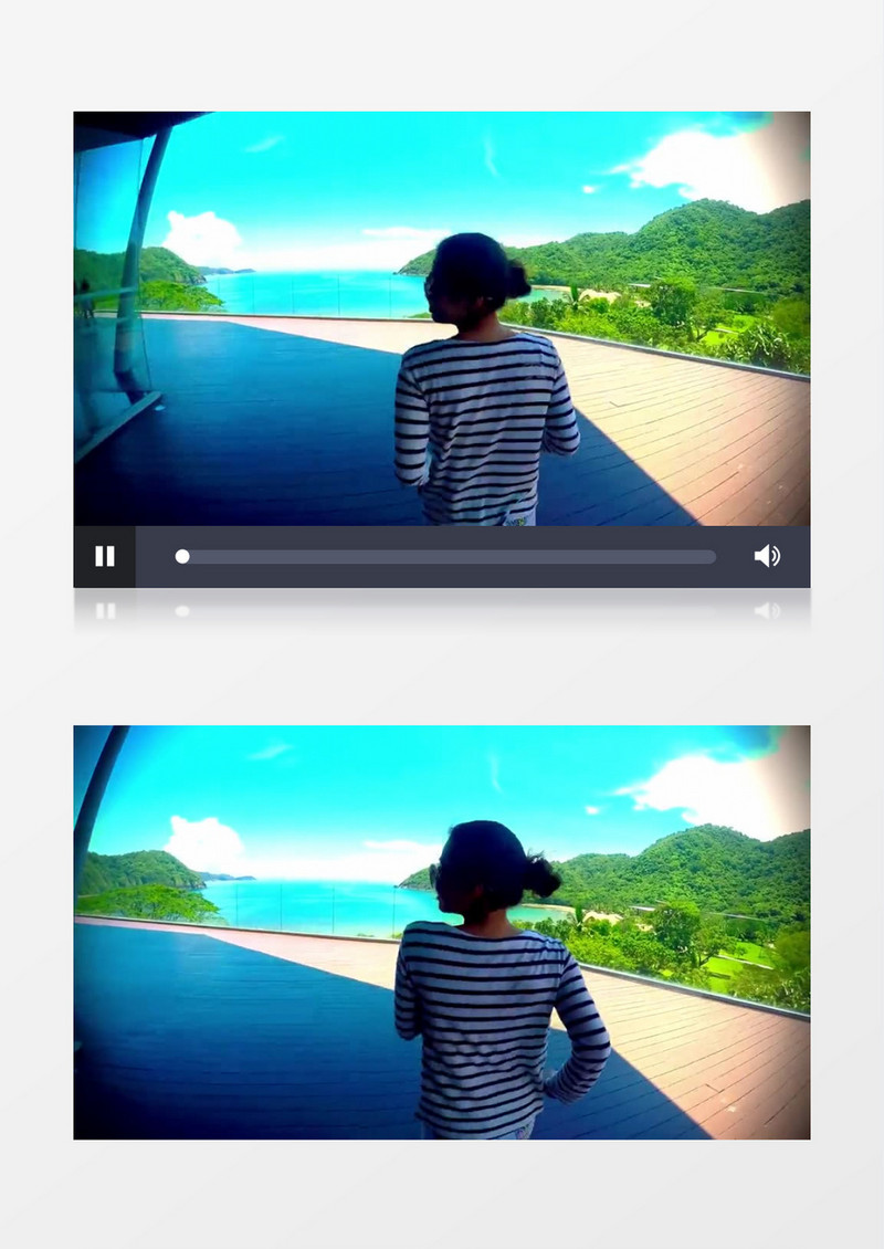 高清近距离拍摄夏天加勒比海度假旅行女孩奔跑实拍视频素材