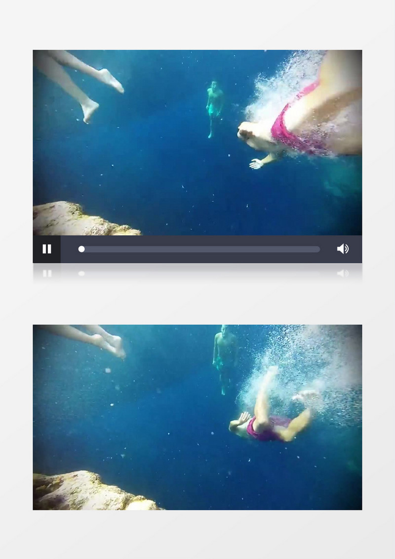 海低潜水员近距离高清实拍视频素材