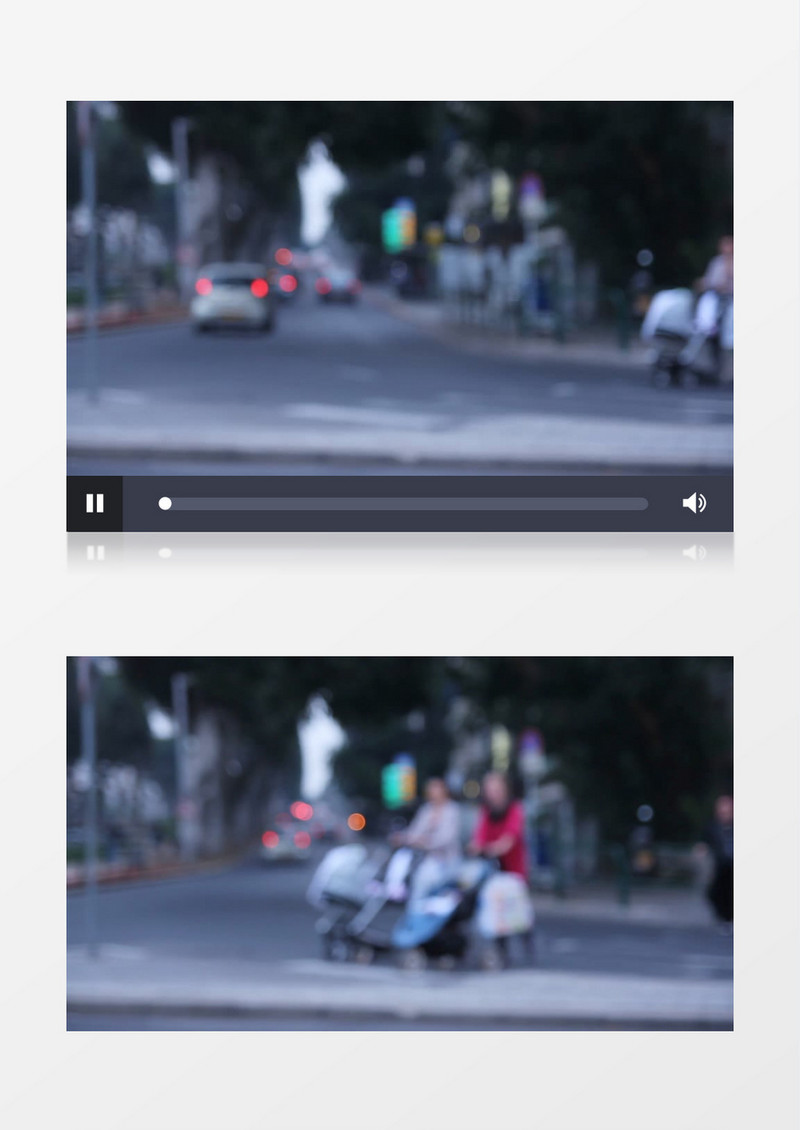 通过交通路口汽车与人模糊散景实拍视频素材