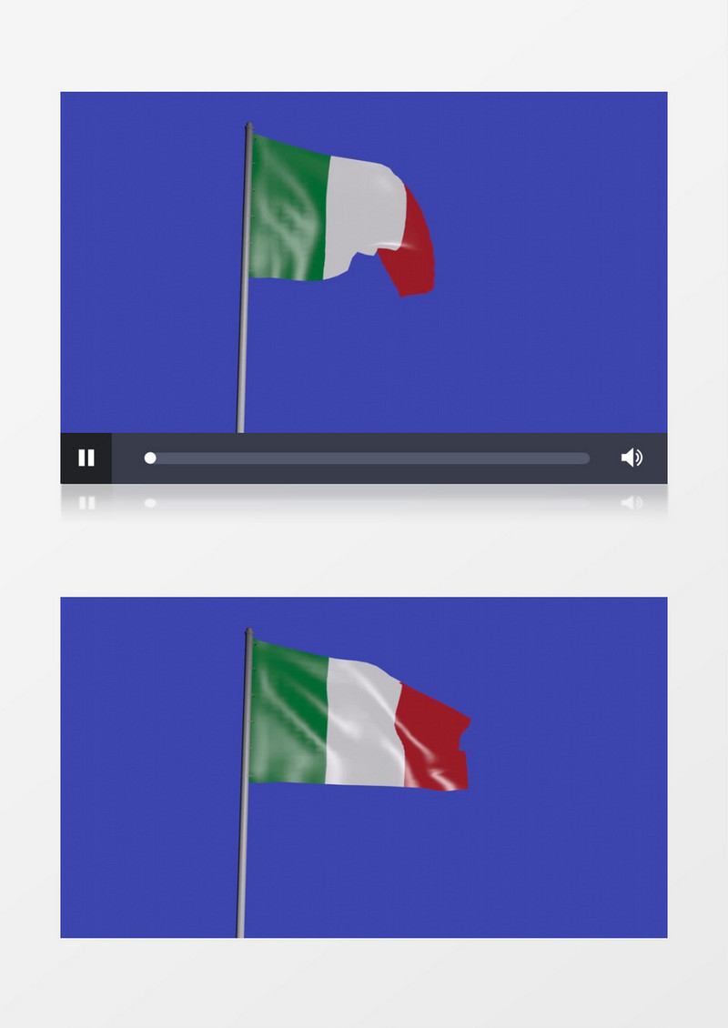 高清特效制作意大利国旗随风飘扬视频素材