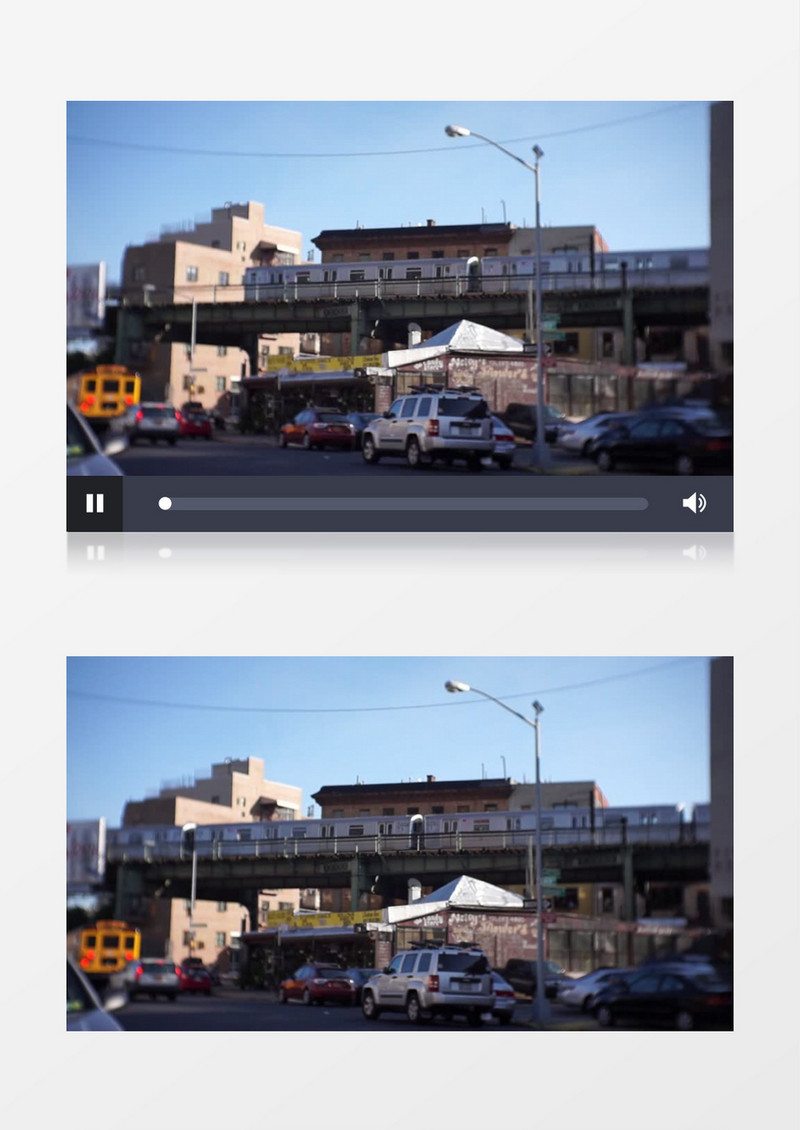 高清实拍铁路轨道上驶过的火车及马路上行驶的汽车实拍视频素材