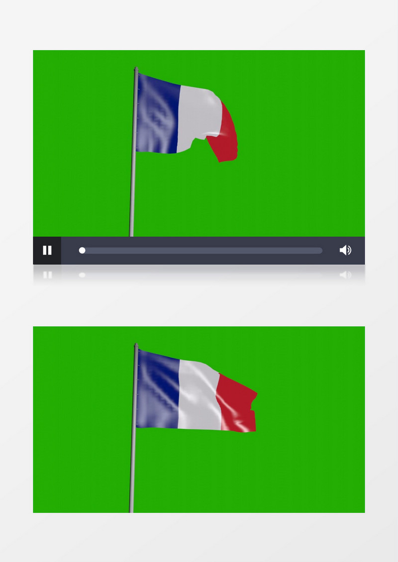 高清特效制作法国国旗随风飘扬视频素材