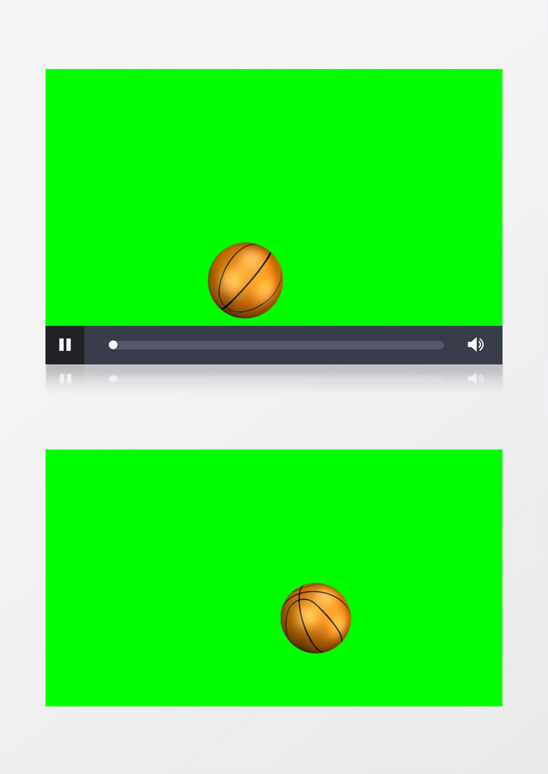 绿幕背景篮球旋转落下动画效果视频素材
