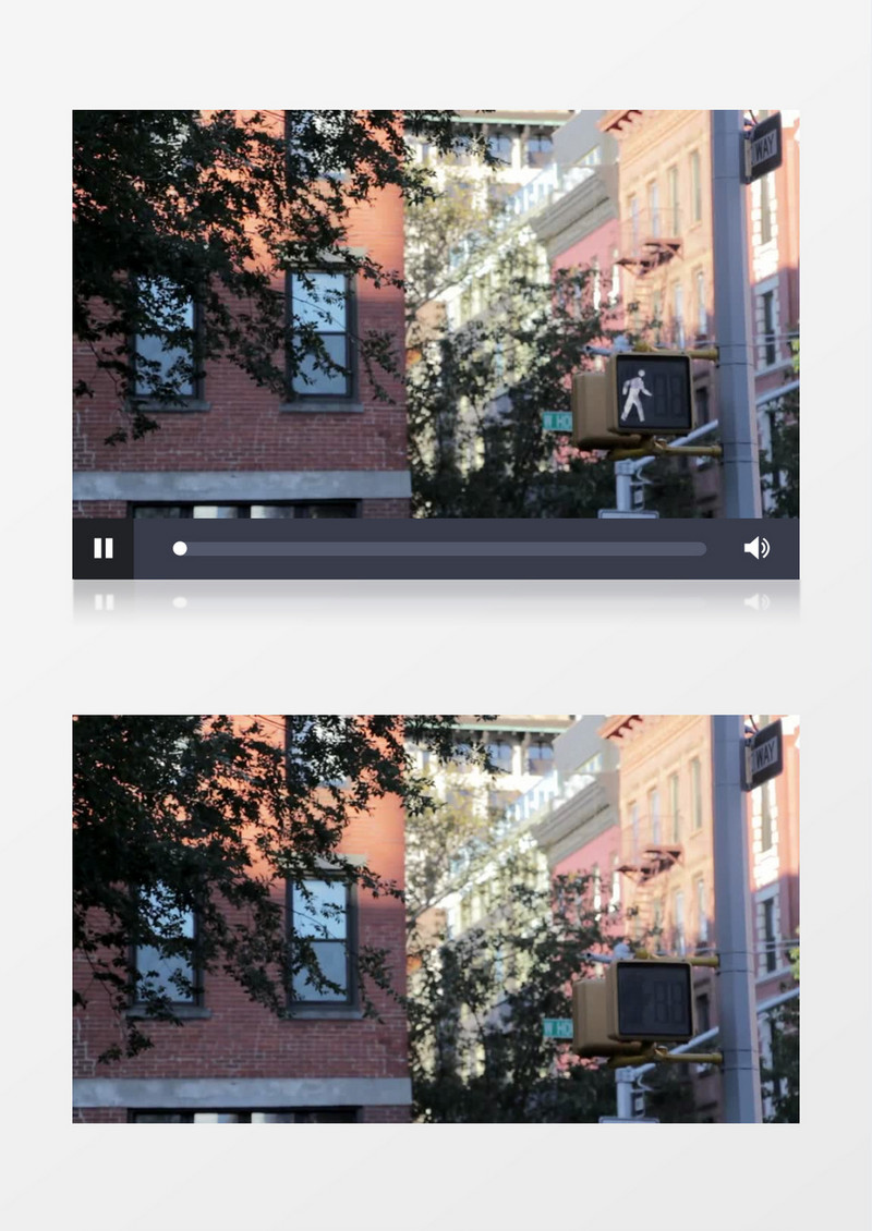 侧面拍摄城市背景人行道路口红绿灯数字变化实拍视频素材