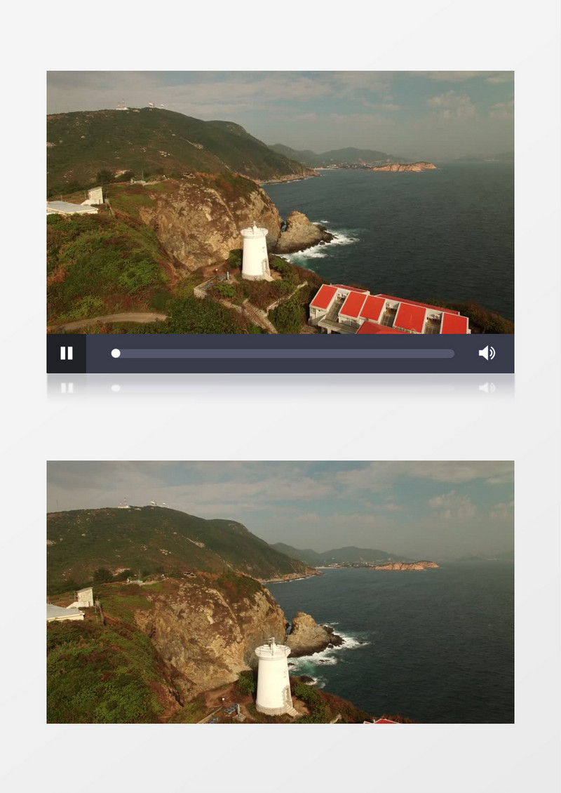 海岛灯塔海岸空中实拍视频素材