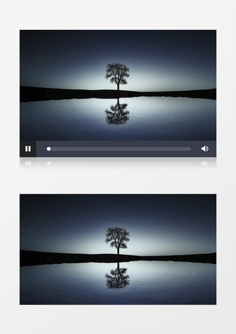 夜晚湖面镜面效果自然景色实拍视频素材