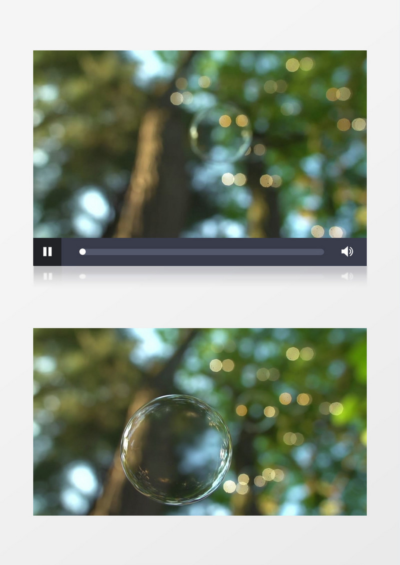 仰拍光点斑驳的树下一颗落下的泡泡逐渐清晰实拍视频素材