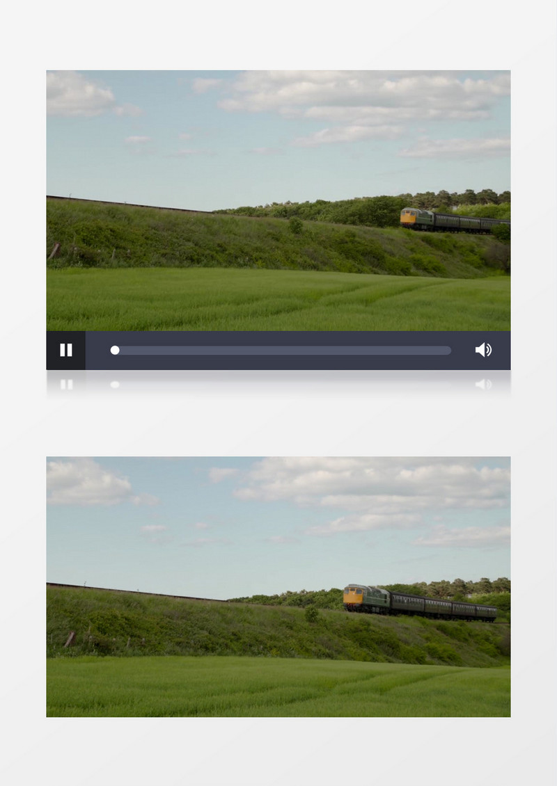 高清实拍在美丽的大草原上有一列火车缓缓驶过实拍视频素材