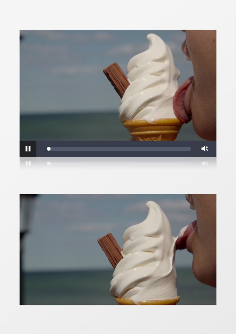 高清实拍在炎热的夏季吃冰激凌的过程实拍视频素材