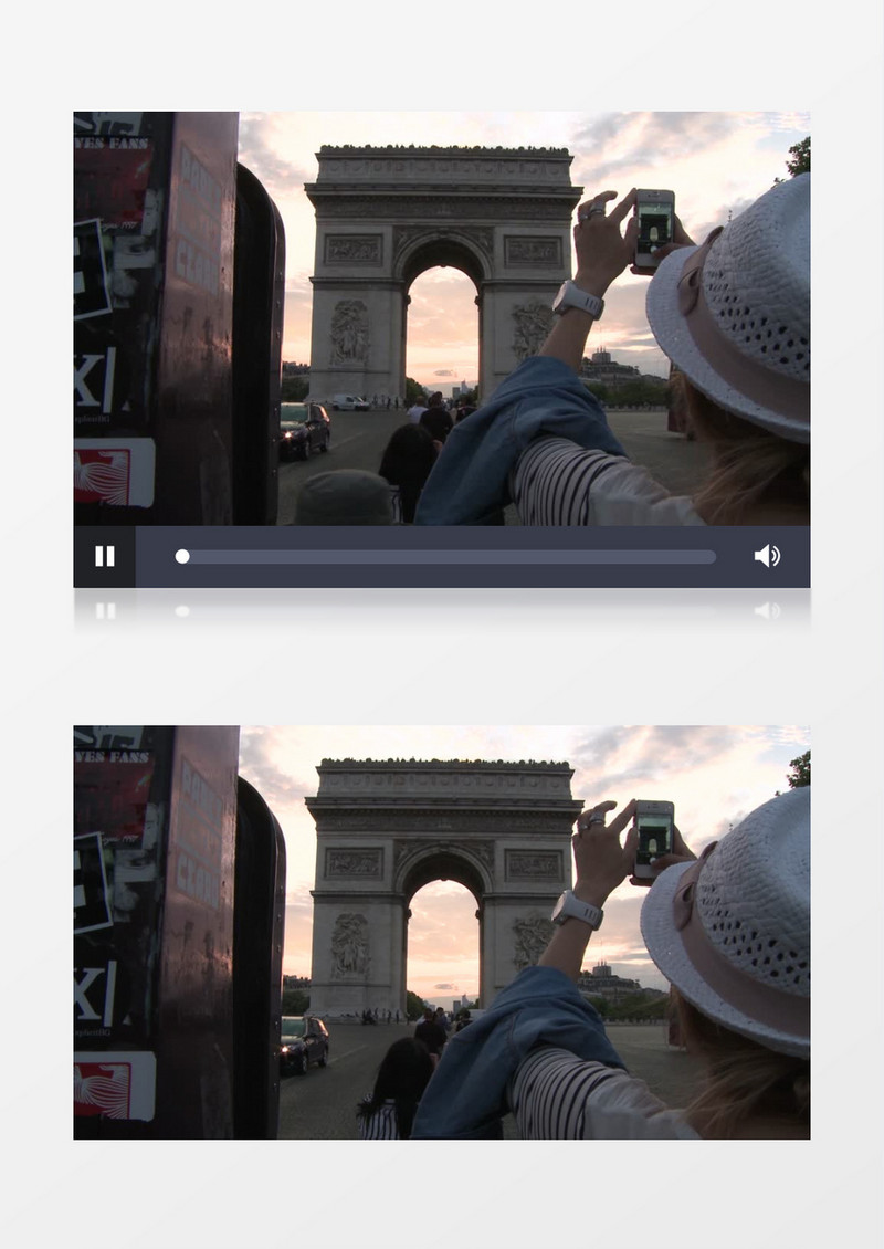 高清实拍凯旋门及拍照的游客们实拍视频素材