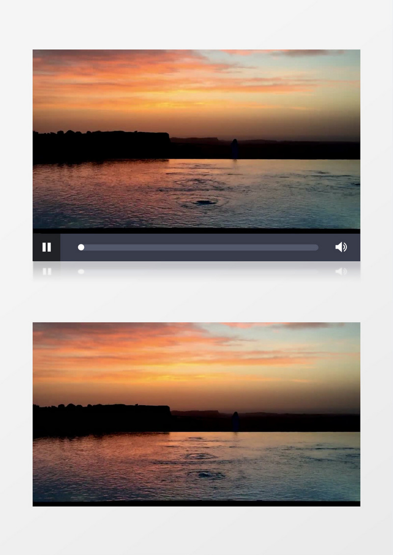 平静晚霞黄昏景色湖面实拍视频素材