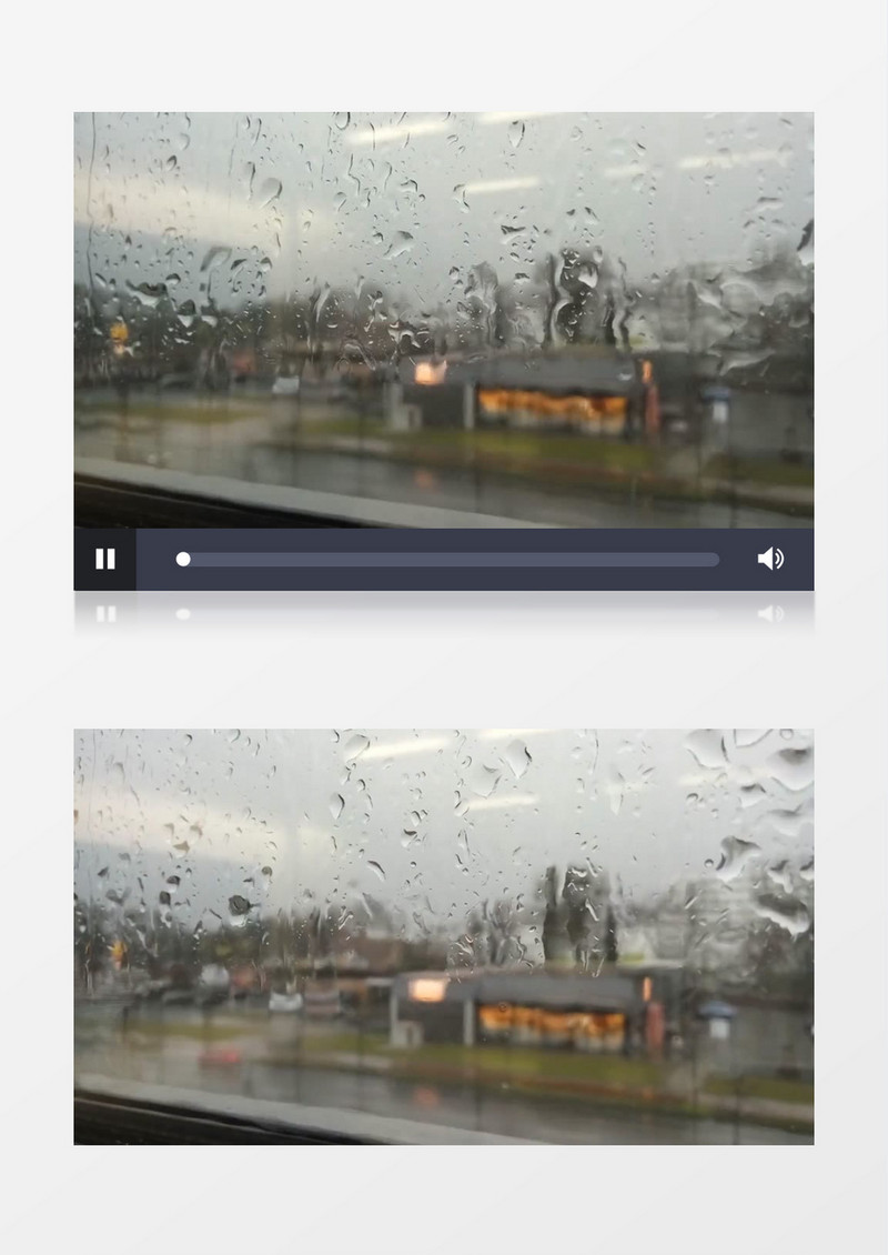 汽车窗外下雨镜像车辆模糊实拍视频素材
