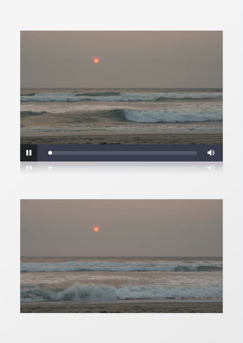 高清实拍傍晚红红的太阳映射惊涛瀚浪的海水实拍视频素材