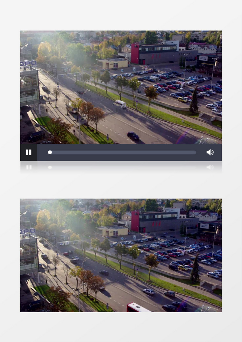 城市上空拍摄穿梭的汽车实拍视频素材