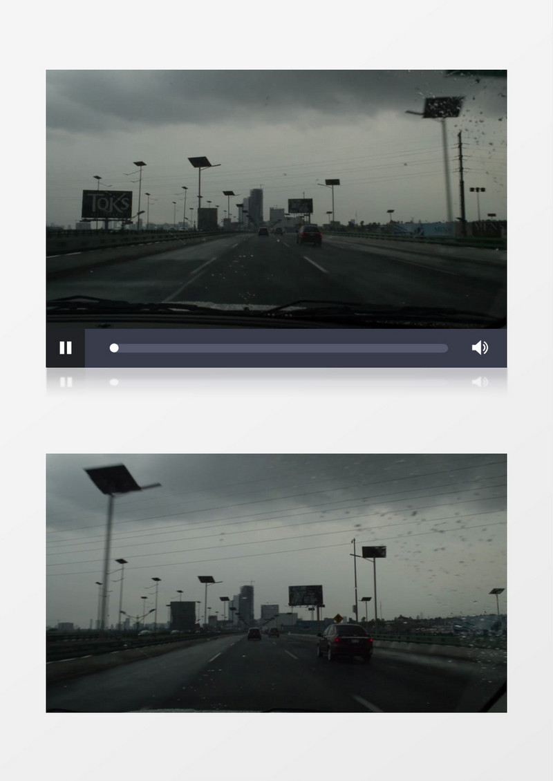 高清实拍阴雨天气汽车在公路上快速行进实拍视频素材