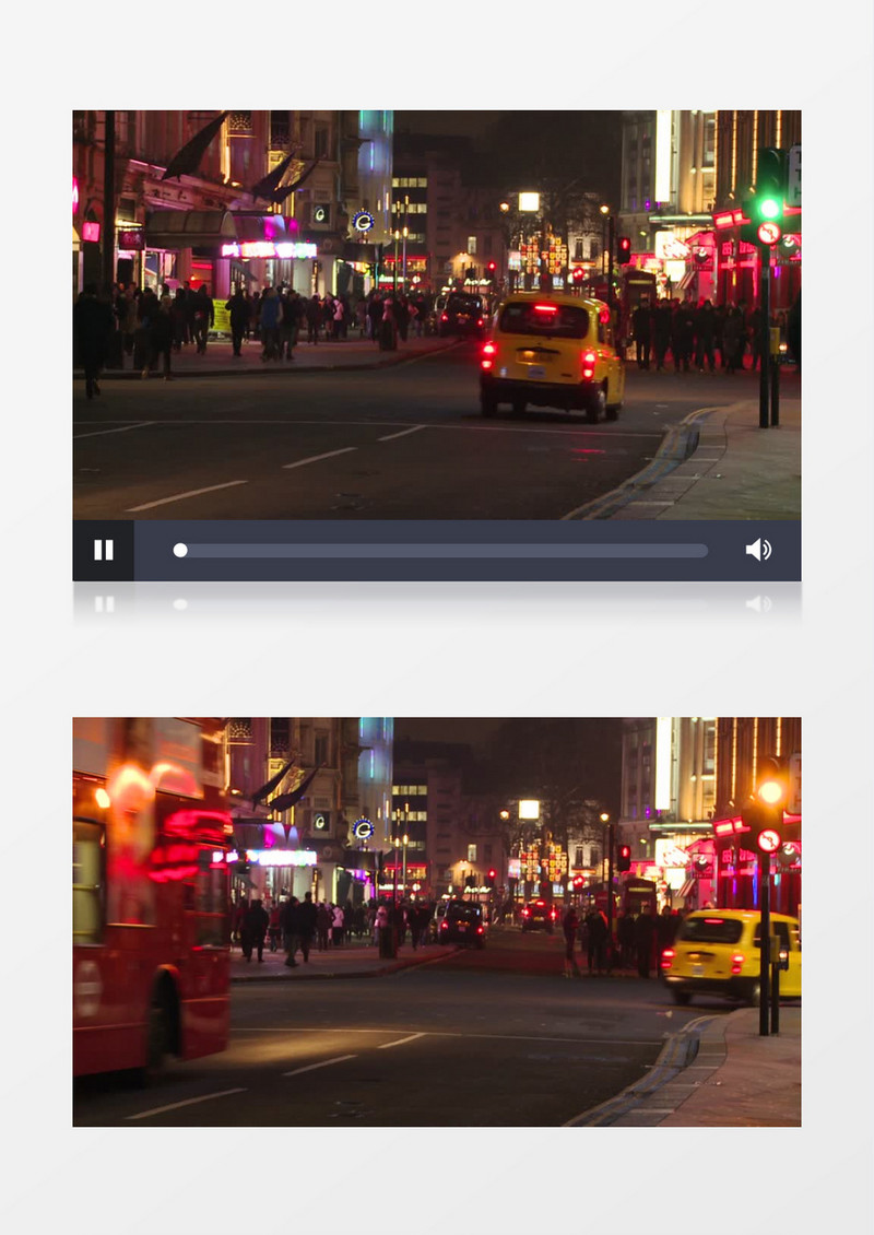 伦敦夜间广场拥挤的人群实拍视频