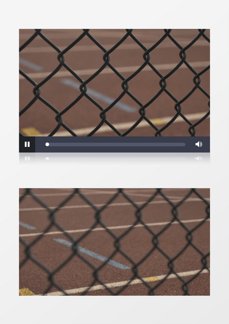 近距离特写拍摄通过栅栏看学校跑道实拍视频素材