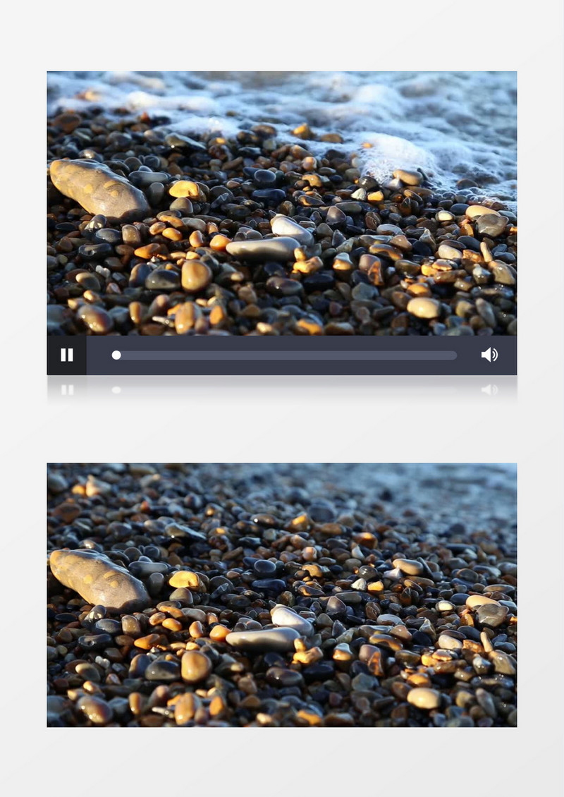 河水冲刷着岸边的鹅卵石实拍视频素材