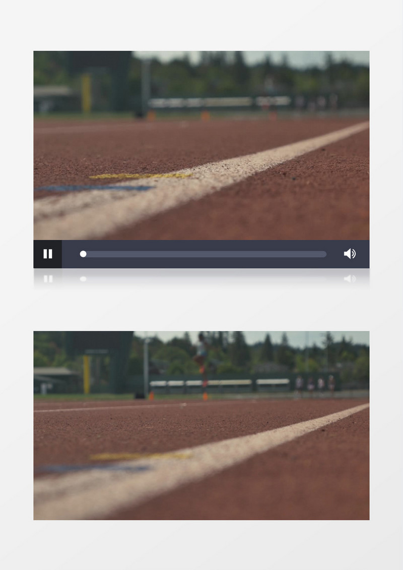 模糊散景拍摄运动员在跑道上慢跑实拍视频素材