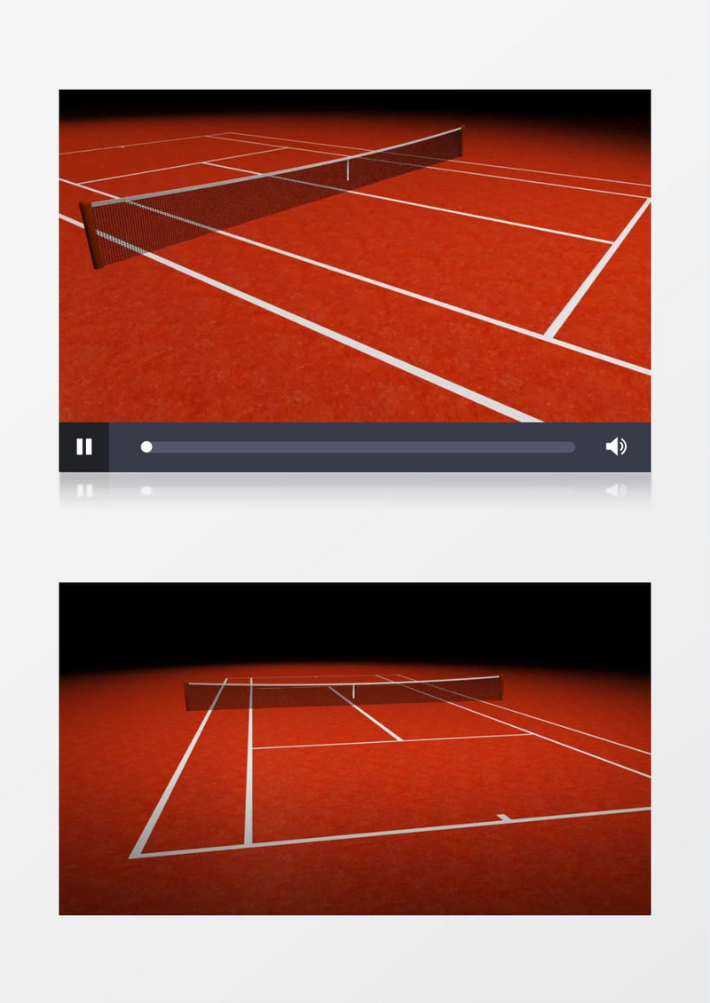 橙色网球场地3d动画模型视频素材