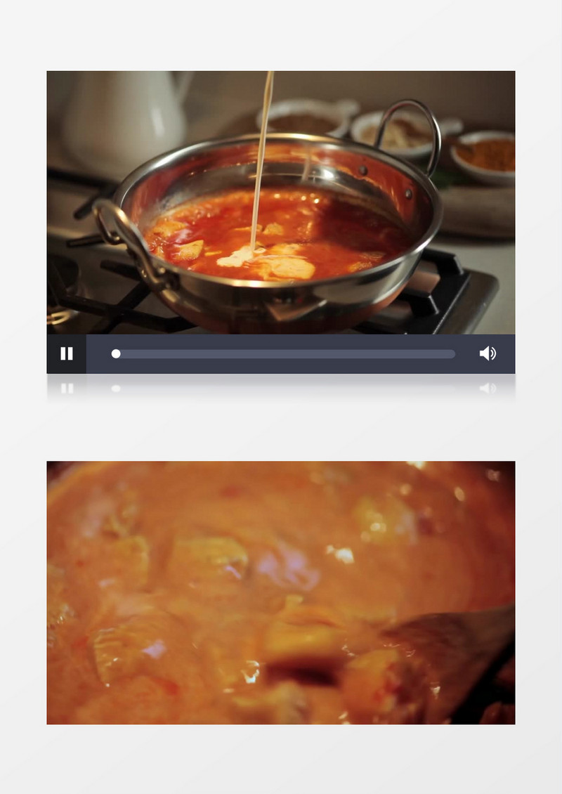 美食制作浓汤炒饭实拍视频素材