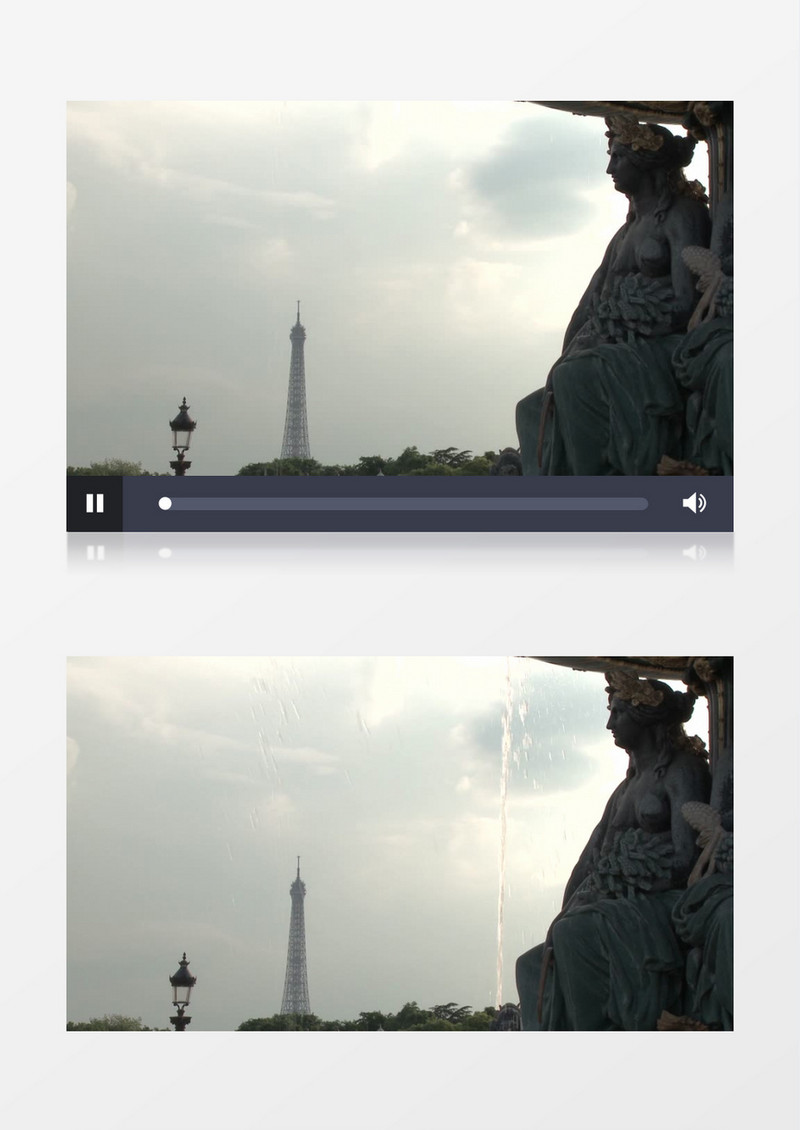 夏天傍晚古老埃菲尔铁塔喷泉实拍视频素材