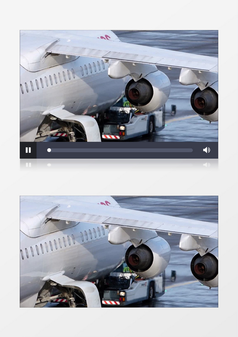 降落在机场的喷气式飞机发动机起落架特写实拍视频素材