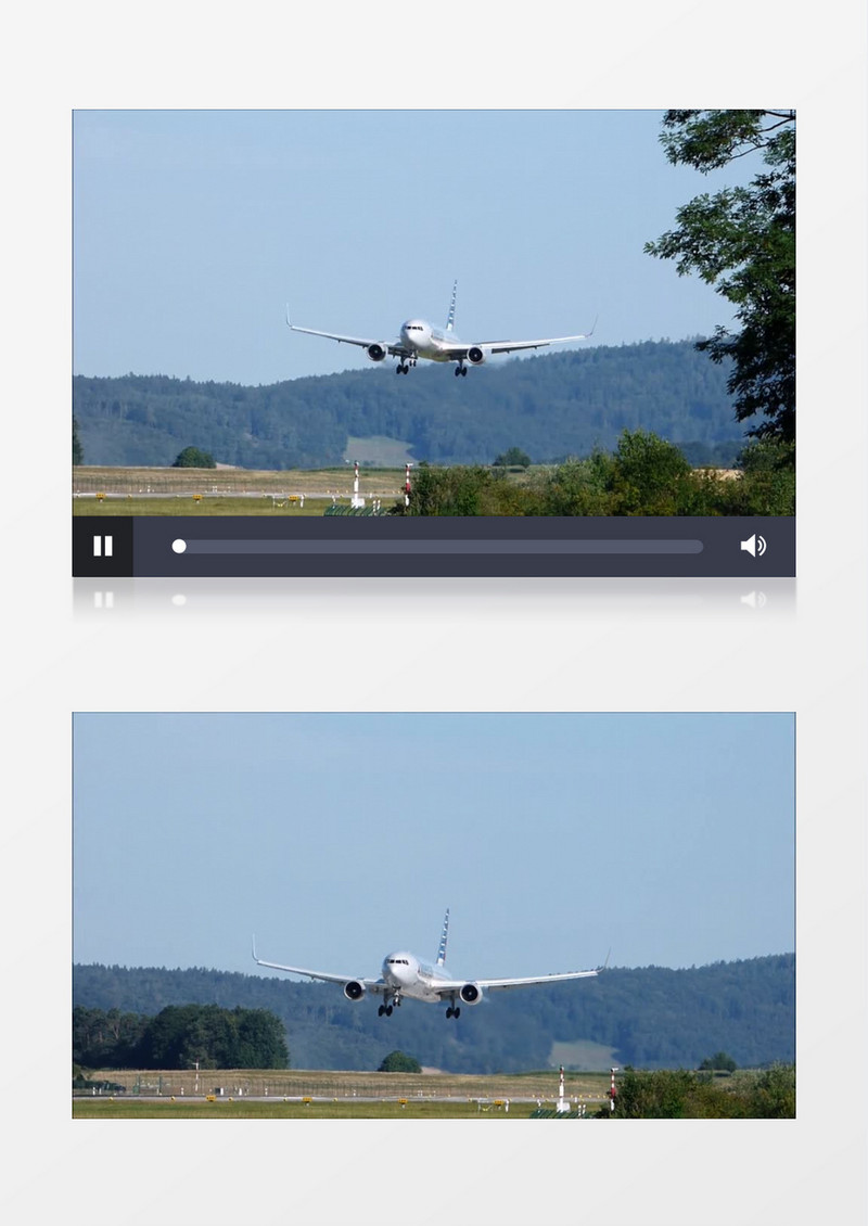 白天喷气式飞机降落机场跑道实拍视频素材