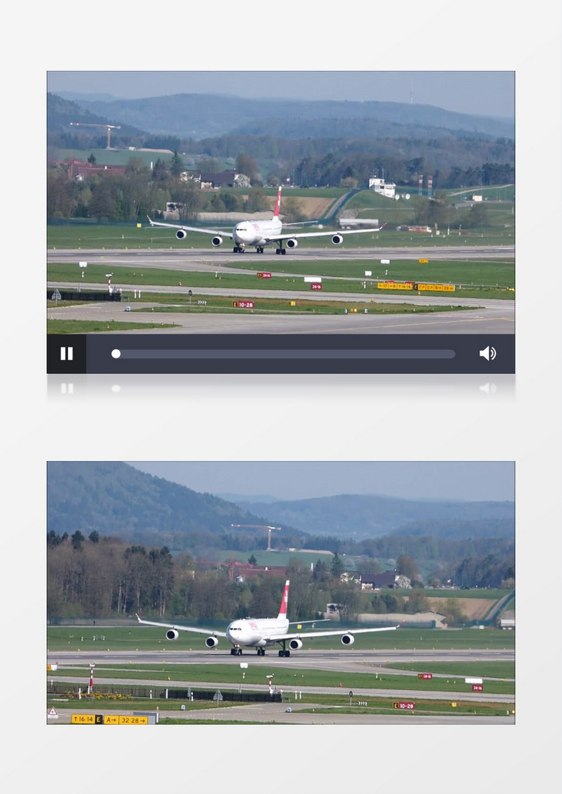白天喷气式飞机从机场跑道起飞实拍视频素材