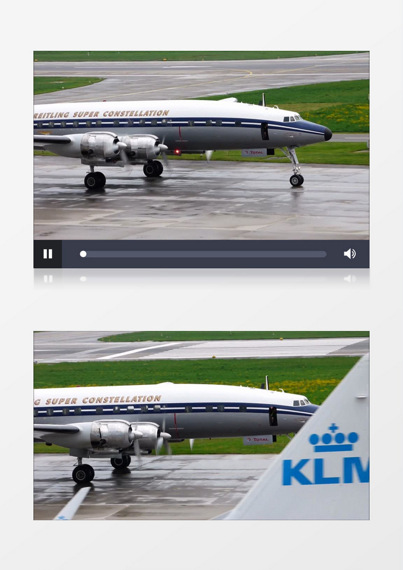 白天喷气式飞机在机场跑道滑行实拍视频素材