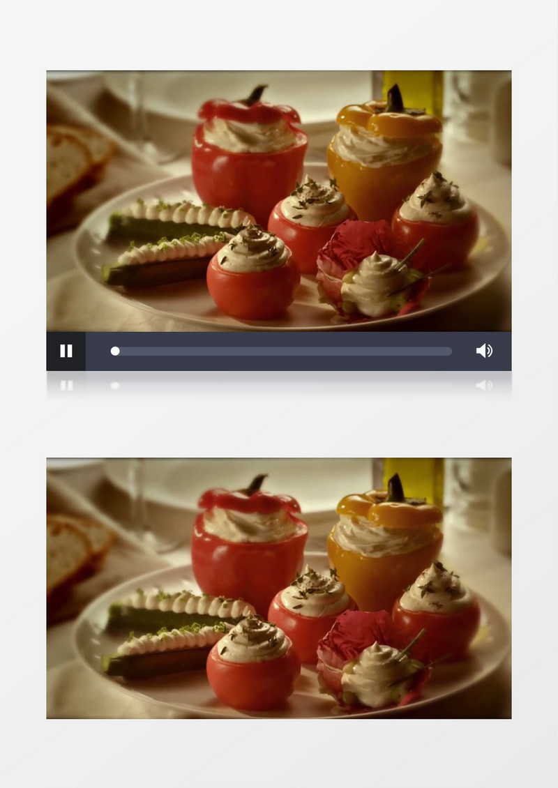 甜点奶油水果西红柿实拍视频素材