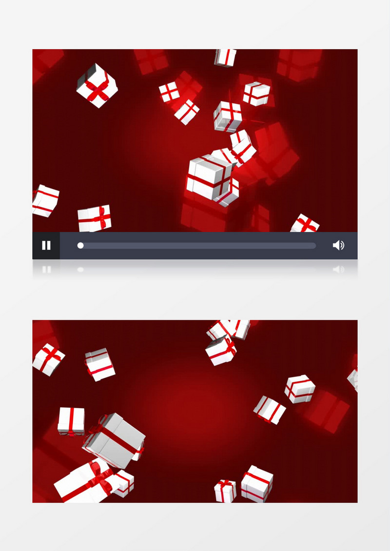 3D动画动态多个礼物盒飘落红色背景mp4视频素材