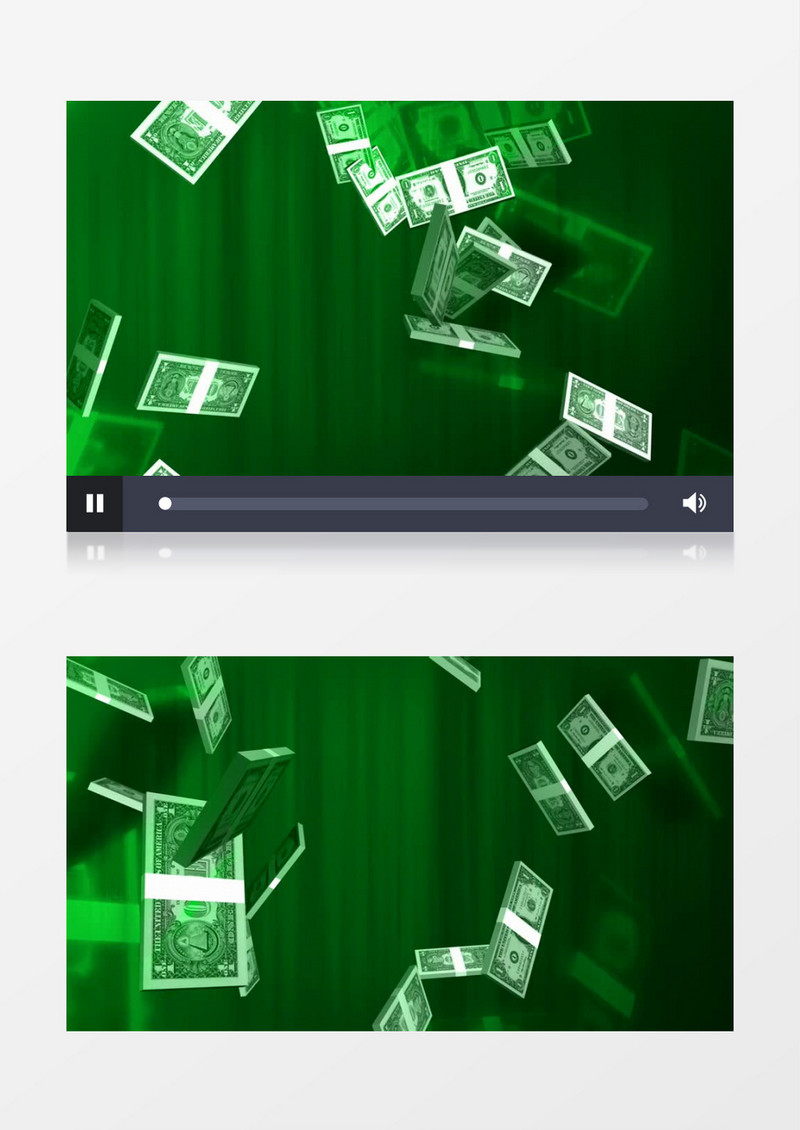 3D动画动态多个货币飘落绿色背景mp4视频素材