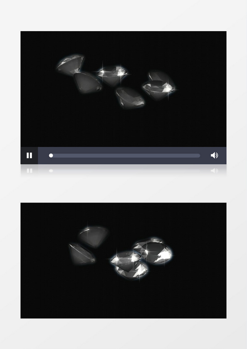 3D动画动态多个钻石旋转黑色背景mov视频素材