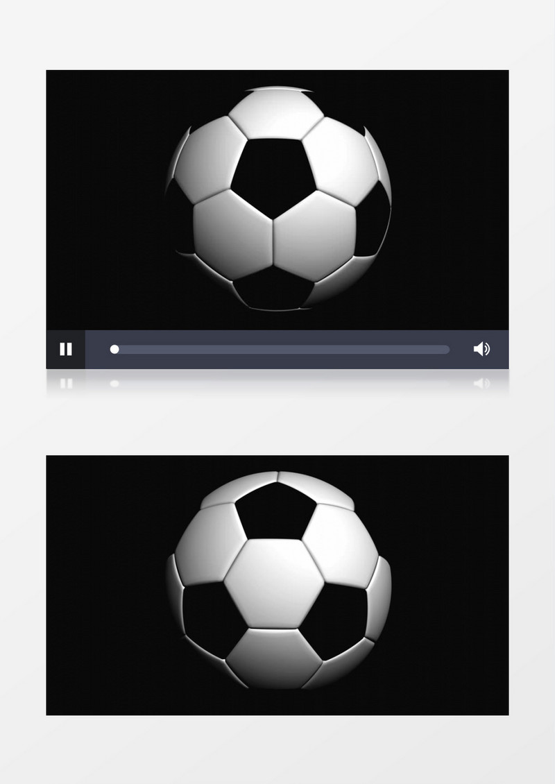 黑色背景3D立体足球旋转动画视频素材