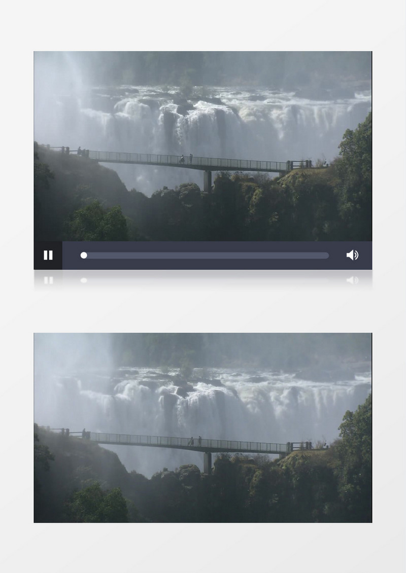 林间大桥的倾泻大瀑布高清实拍视频素材