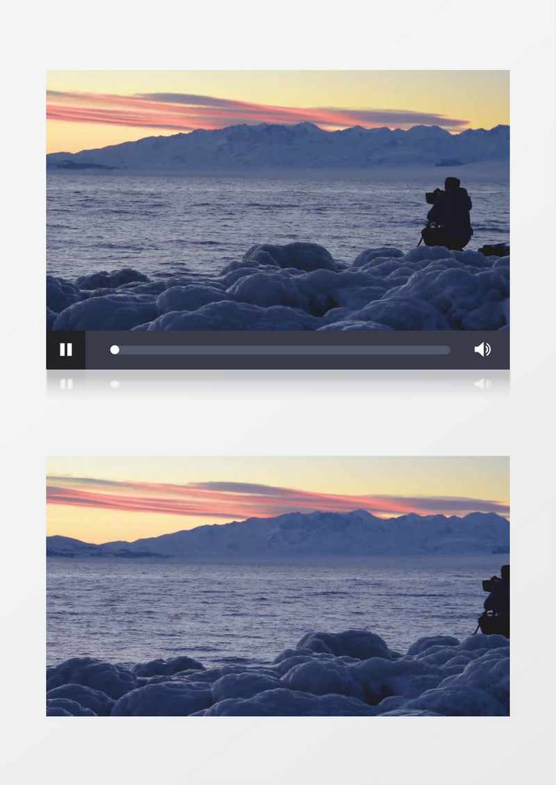 拍摄雪岸边湖泊实拍视频素材