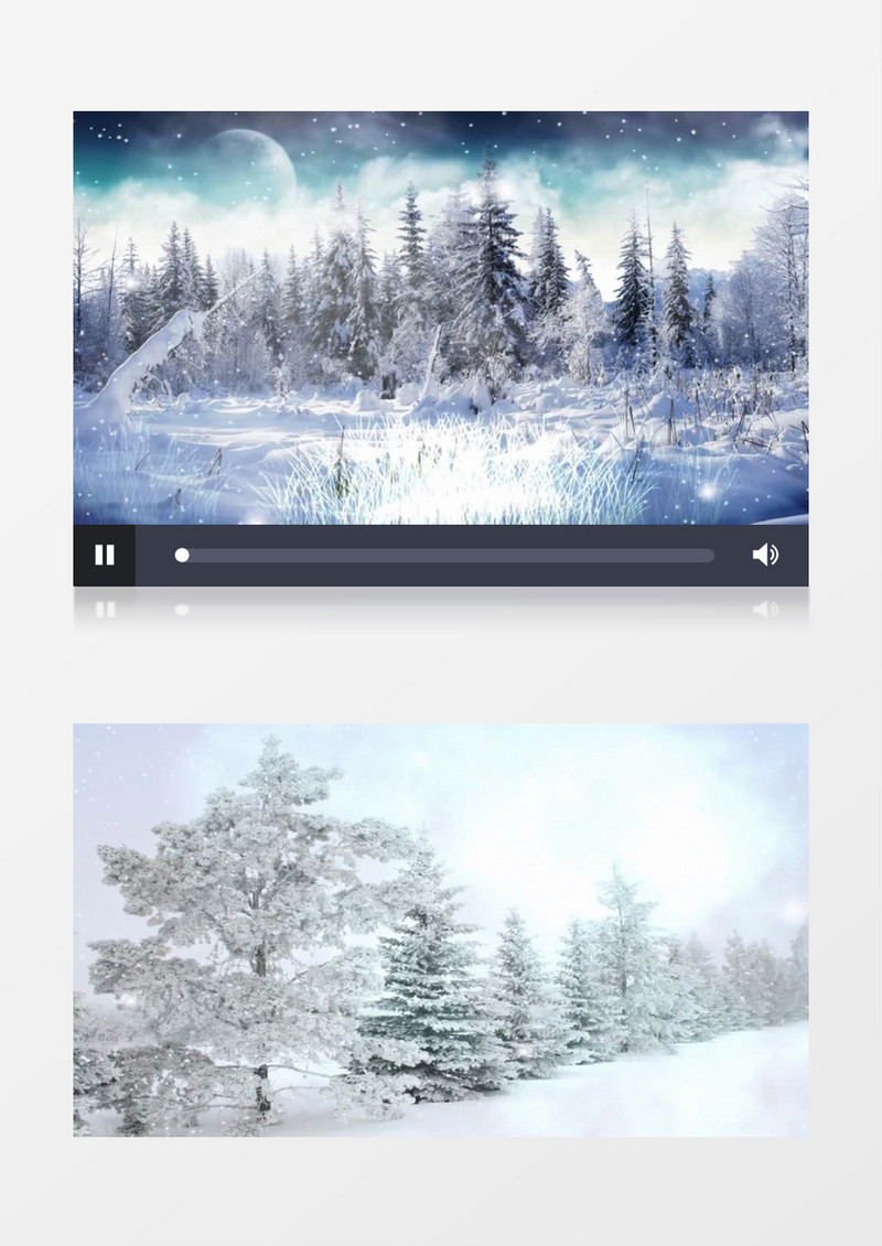 冬天雪地雪景飘雪森林（有音乐）背景视频素材