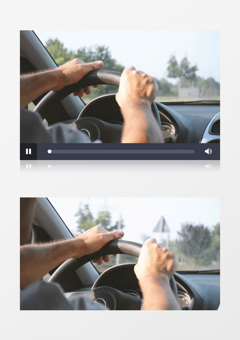 特写拍摄男子手把方向盘开车行驶在公路上实拍视频素材