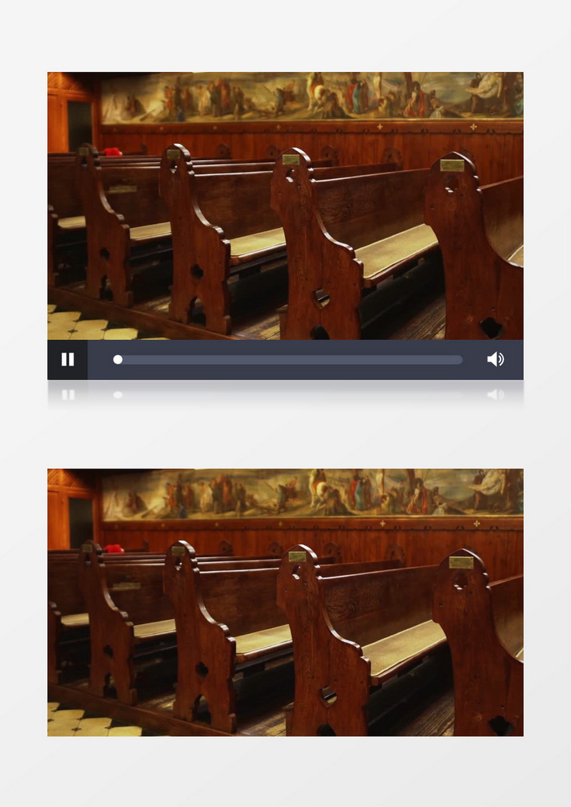 特写拍摄天主教教堂长凳过道实拍视频素材