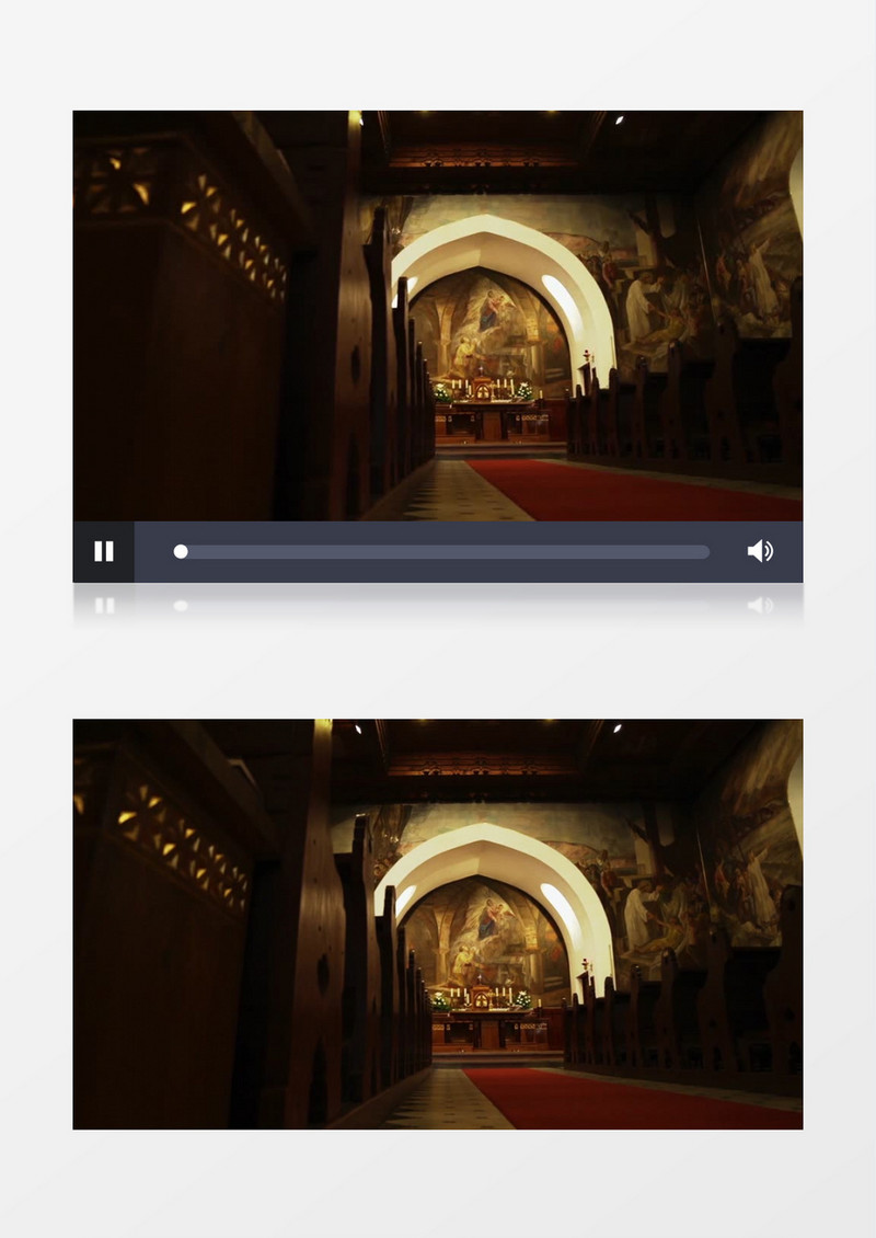 低视角拍摄天主教教堂内部实拍视频素材