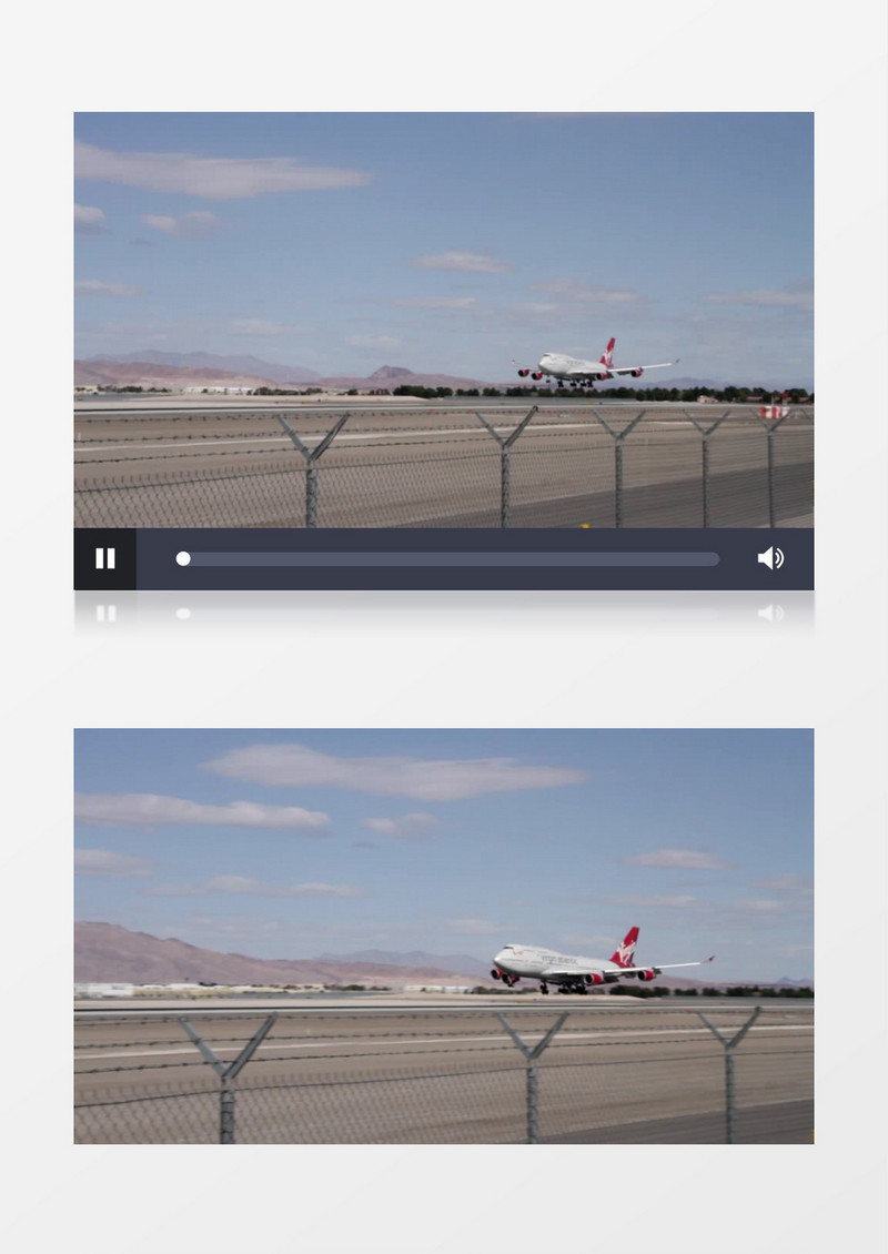 维珍航空飞机降落滑翔实拍视频素材
